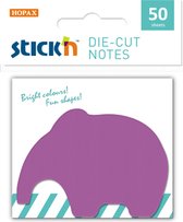 Sticky olifanten notes - 50 x 70 mm, paars, 50 memoblaadjes