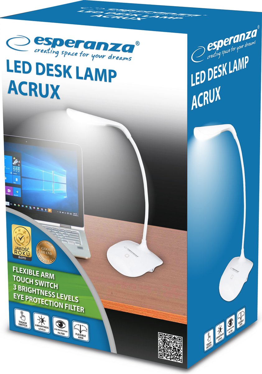 Qualu LED Bureaulamp - Estoya Acrin - Helder/Koud Wit 5500K thumbnail 2