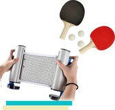 Lynnz® Pingpong set met tafeltennis net pingpongballen en batjes | uitschuifbaar - complete set - setje - netje - ballen - tafeltennisbatjes