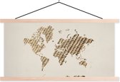 Wanddecoratie - Wereldkaart - Jute touw - Design - Schoolplaat - 150x75 cm - Textielposter - Textiel poster