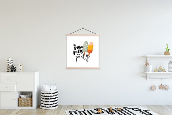 Porte-affiche avec affiche - Affiche scolaire - Été - Fête - Glace - 60x60 cm - Lattes vierges