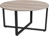 Salontafel, woonkamertafel, ronde banktafel, salontafel, metalen frame, eenvoudig te monteren, industrieel ontwerp, voor woonkamer, slaapkamer, grijs-zwart LCT089B02