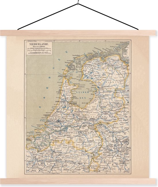 Affiche scolaire - Carte - Vintage - Pays- Nederland - 90x90 cm - Lattes vierges
