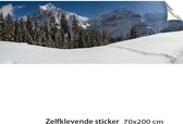 Kerstdorp achtergrond - 70x200 cm - sticker- Winterpanorama kerstdorp achtergrond met sneeuw en bergen - kerstdecoratie binnen - winterlandschap -  kerstinterieur - modeltreinen