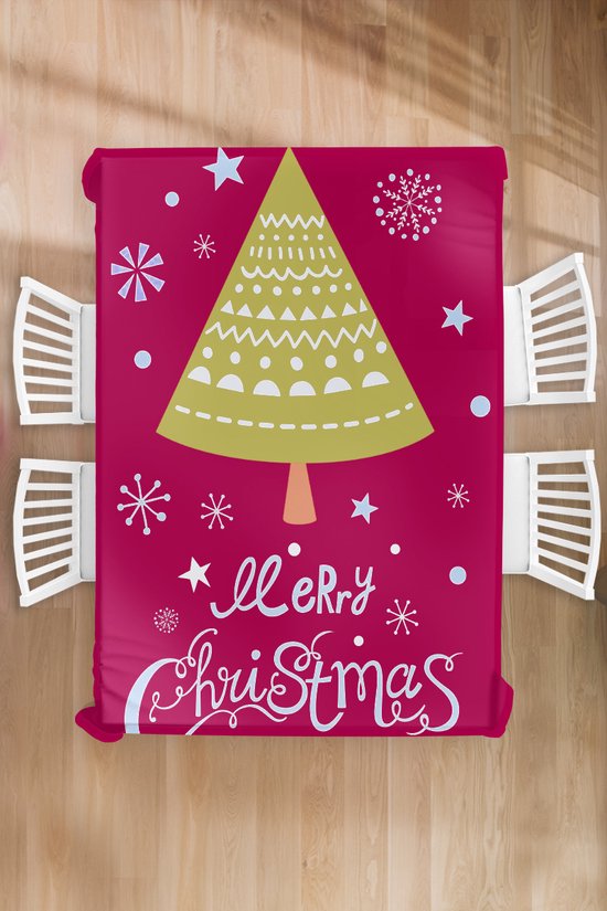 Nappe - Nappe - 150x220 - Illustration de Noël d'un arbre avec la citation Joyeux Noël - Intérieur et extérieur