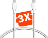 Phreeze 3-Stuks USB C naar USB C Kabel - 2 Meter - Type-C - 65W Opladerkabel - 10 Gbps Datakabel - Datakabel en Snellaadkabel - Laptop en Telefoon