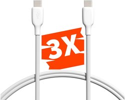 Phreeze 3x USB C naar USB C Kabel - 2 Meter - Type-C - 65W Opladerkabel - 480 MBps Datakabel - Voor S24,S23,S22,S21,S20,Flip,Fold en Tablet A7,A8,A9,S7,S8,S9