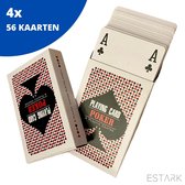 4 Sets Luxe Speelkaarten - Plastic Coating - Poker Kaarten - kaartspel - Spelkaarten - Spel Kaart - 4 x 56 - Gezelschapsspel - Spelen - Playing Cards - Cijfer In Alle 4 De Hoeken - 4 STUKS