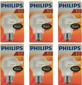 Philips - Standaardlamp - 75Watt - E27 Fitting - Gloeilamp - Softone Wit - Melkglas - Dimbaar - Grote Fitting - 75W - (6 STUKS)