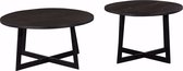 Salontafel Mees set van 2 - salontafels zwart - ronde salontafels 60 en 70 cm