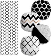 Zethome Kussenhoes Vierkantjes en Runner-set - Enkelzijdig Bedrukt – Soft Touch – 43 x 43 Rond zwart patroon- 5 stuks
