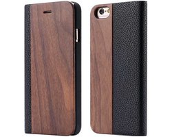 Houten flip case, iPhone 7, 8 en SE 2020 Walnoot