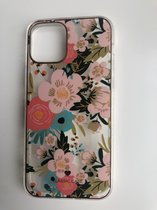 Transparant met Print back cover case - Geschikt voor iPhone 12 / 12 Pro - Transparant met Bloem