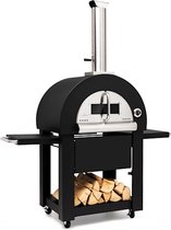Klarstein Diavolo Napoletana pizzaoven - houtskooloven voor buiten - pizzasteen - thermometer - temperatuur tot 500 °C - wieltjes