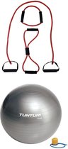Tunturi - Fitness Set - Tubing Set Rood - Gymball Zilver 55 cm