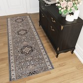 Tapiso Colorado Tapijt Loper Grijs Medaillon Traditioneel Woonkamer Hal Slaapkamer Maat - 120x950