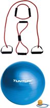 Tunturi - Fitness Set - Tubing Set Rood - Gymball Blauw 55 cm