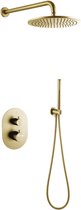 Thermostatische Inbouw regendouche met wandarm 30cm douchekop mat goud ovaal