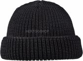 Muts met omslag Schippersmuts Zeemansmuts Wol Gebreid Korte Rolmuts Beanie Zwart Unisex Fisherman