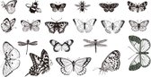 40 Vlinder / Insect Zwart/Wit Stickers - Butterfly Sticker
