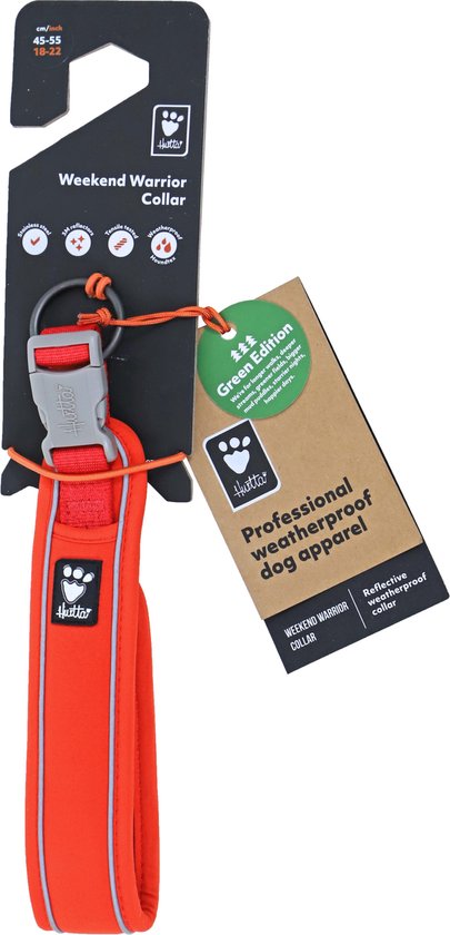 Hurtta - Hondenhalsband Weekend Warrior Eco Rosehip - 45-55cm - Rood
