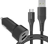 Accezz Car Charger 20W + Micro-USB naar USB kabel - 1 meter - Zwart