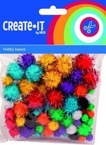 knutselset Create It - Pompoms Glitter 78 stuks