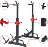 LORIOTH® Multifunctionele Squat Rack - Home Gym - Squat Rek - Bankdrukken - Tot 300 kg - Zwart - Rood