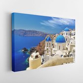 Canvas schilderij - White-blue Santorini - view of caldera with domes -    125504618 - 80*60 Horizontal