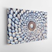 Canvas schilderij - Sea stones laid out in the form of a circle -    152884685 - 80*60 Horizontal