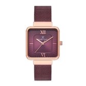 Daniel Klein DK.1.12537-6 - Horloge - Analoog - Dames - Vrouwen - Milanese band - Vierkant - Bruin - Rood - Rosékleurig