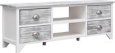 Tv meubel 115x30x40 cm paulowniahout wit en grijs