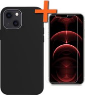 Hoesje Geschikt voor iPhone 13 Hoesje Siliconen Cover Case Met Screenprotector - Hoes Geschikt voor iPhone 13 Hoes Back Case - Zwart