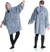 Bellive® One size hoodie deken | Deken met mouwen | Hoodie Blanket | Winter | Oversized hoodie | blauw glow