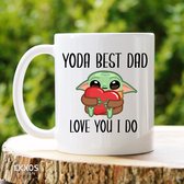 Yoda Best Dad - Baby yoda - Baby yoda mok - Star wars -  Mandalorian - Vaderdag cadeau - Vaderdag - Moederdag cadeau - Moederdag - Cadeau voor moeder - Mokken en bekers - Cadeau voor vrouw - Valentijndag - Theeglazen - Koffiemok