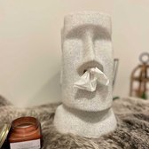 tissuedoos - het boze gezicht van Paaseiland (Maoi) wit