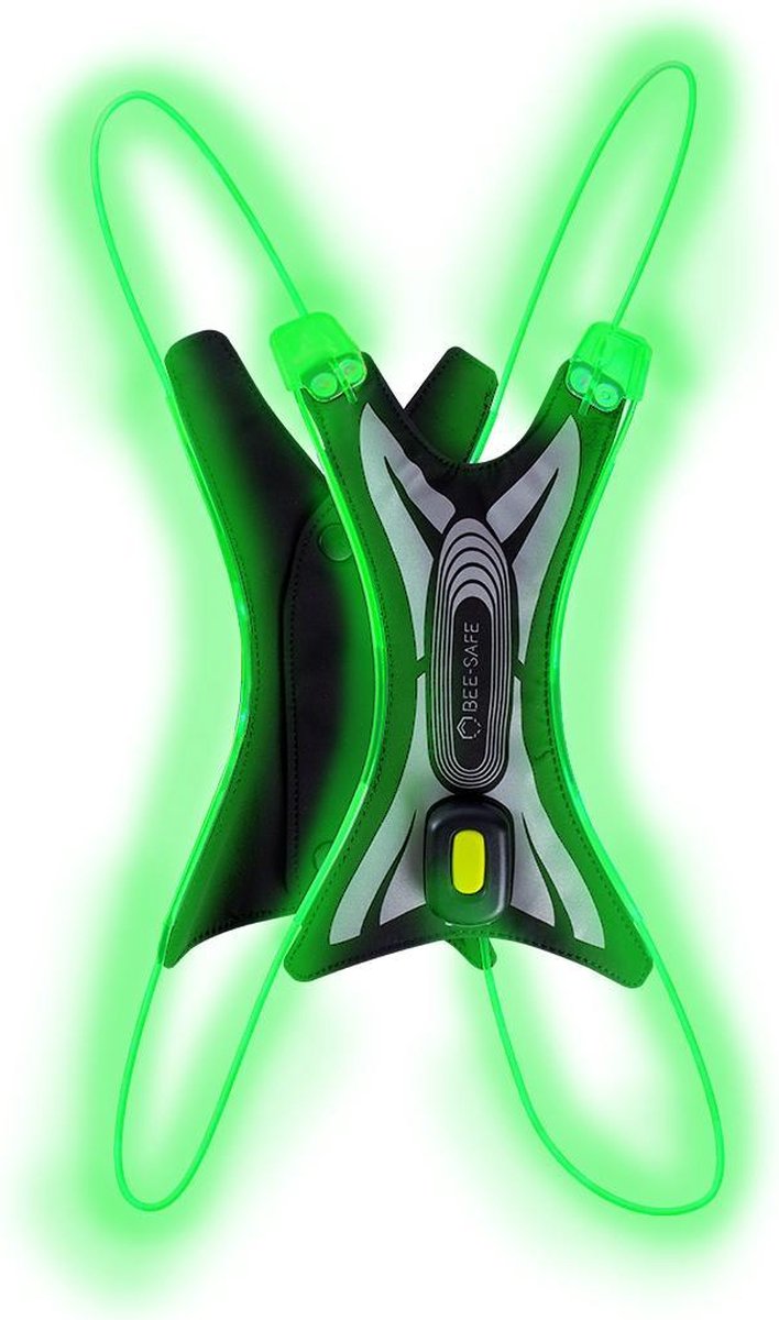 Led Vest USB Spider| BEE SAFE green | hardloop verlichting | hardloopvest met verlichting