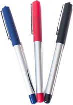 rollerbalpennen 14 cm blauw/zwart/rood 3 stuks