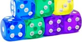 Gekleurde Acryl Dobbelstenen - 6 Kantige Dobbelsteen (SET van 8 Kleuren) - Hoge Kwaliteit - Groen - Zwart - Geel - Blauw - Rood - Paars - Roze - Oranje - Dobbelspellen - Clever - Quixx - 16mm