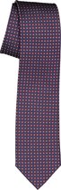 Michaelis stropdas - zijde - blauw met bordeaux rood en wit dessin - Maat: One size