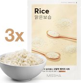 Missha 3-Pack - Rice Airy Face Mask Sheets - Korean Beauty - Dull & Dry Skin - Improves Skin Texture & Moisture Level - Skin Cleansing - Silk Effect - Set van 3 Gezichtsmaskers