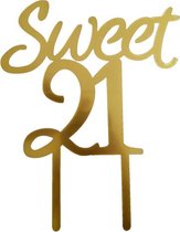 Cake - Taart Topper Sweet 21 Goud. Taartdecoratie. Tasty Me.