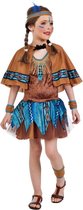 Limit - Indiaan Kostuum - Blozende Buffel Indiaan Wilde Westen - Meisje - blauw,bruin - Maat 158 - Carnavalskleding - Verkleedkleding