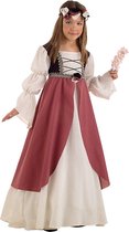 Limit - Middeleeuwen & Renaissance Kostuum - Burchtdame Middeleeuws Kasteel Carina - Meisje - Roze, Wit / Beige - Maat 110 - Carnavalskleding - Verkleedkleding