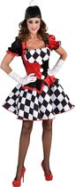 Harlequin Kostuum | Potsenmaker Harlekijn Zwart Witte Ruitjes | Vrouw | Extra Small | Carnaval kostuum | Verkleedkleding