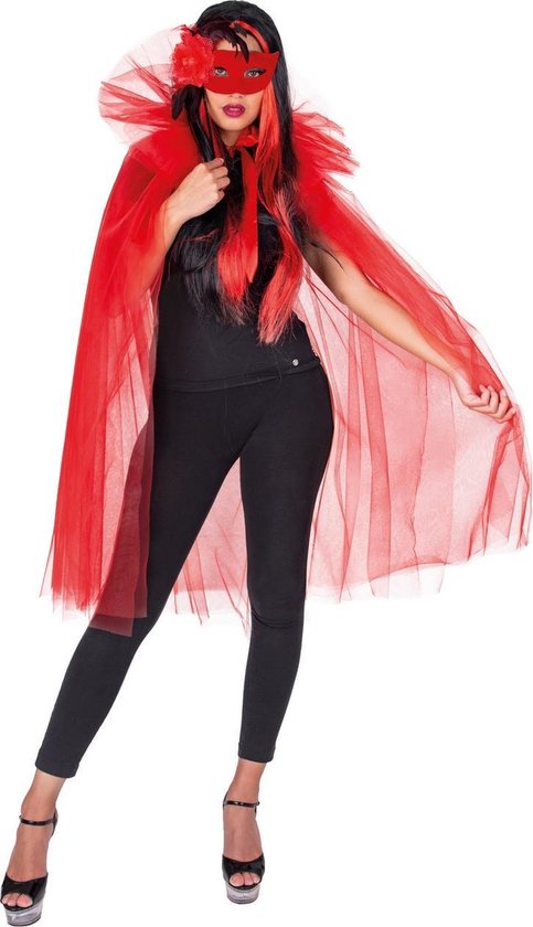 Funny Fashion - Duivel Kostuum - Mysterieuze Rode Cape Tule - rood - One  Size -... | bol.com