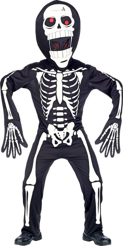 Widmann - Spook & Skelet Kostuum - Ongelukkig Skelet Met Waterhoofd Kostuum - Zwart / Wit - Large / XL - Halloween - Verkleedkleding