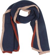 Sjaal Zacht Gebreid Gekleurde Rand - 47x180cm - Navy