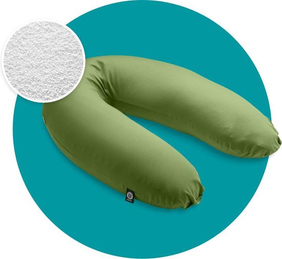 Mjuka® Voedingskussen Microparels | Incl. Voedingskussenhoes | Microparel Vulling | Babykussen Groen | 100% Nederlands Product | 180 cm