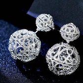 Diamond look sprankelende dubbelzijdige bal oorknop-royal look hollow carving